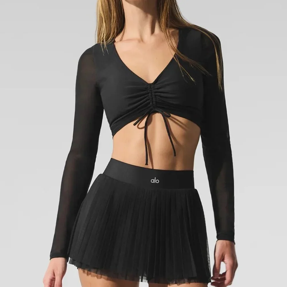 Alo Yoga Mesh Divine Long Sleeve Bra - Picture 1 of 6